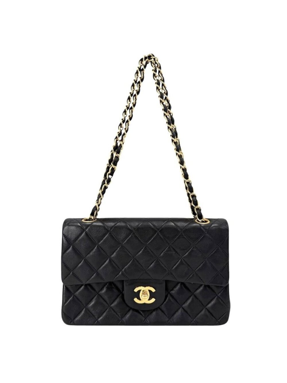 Chanel Shoulder Bag Quilted 23 Double Chain Flap Crossbody CC Logo Turnlock